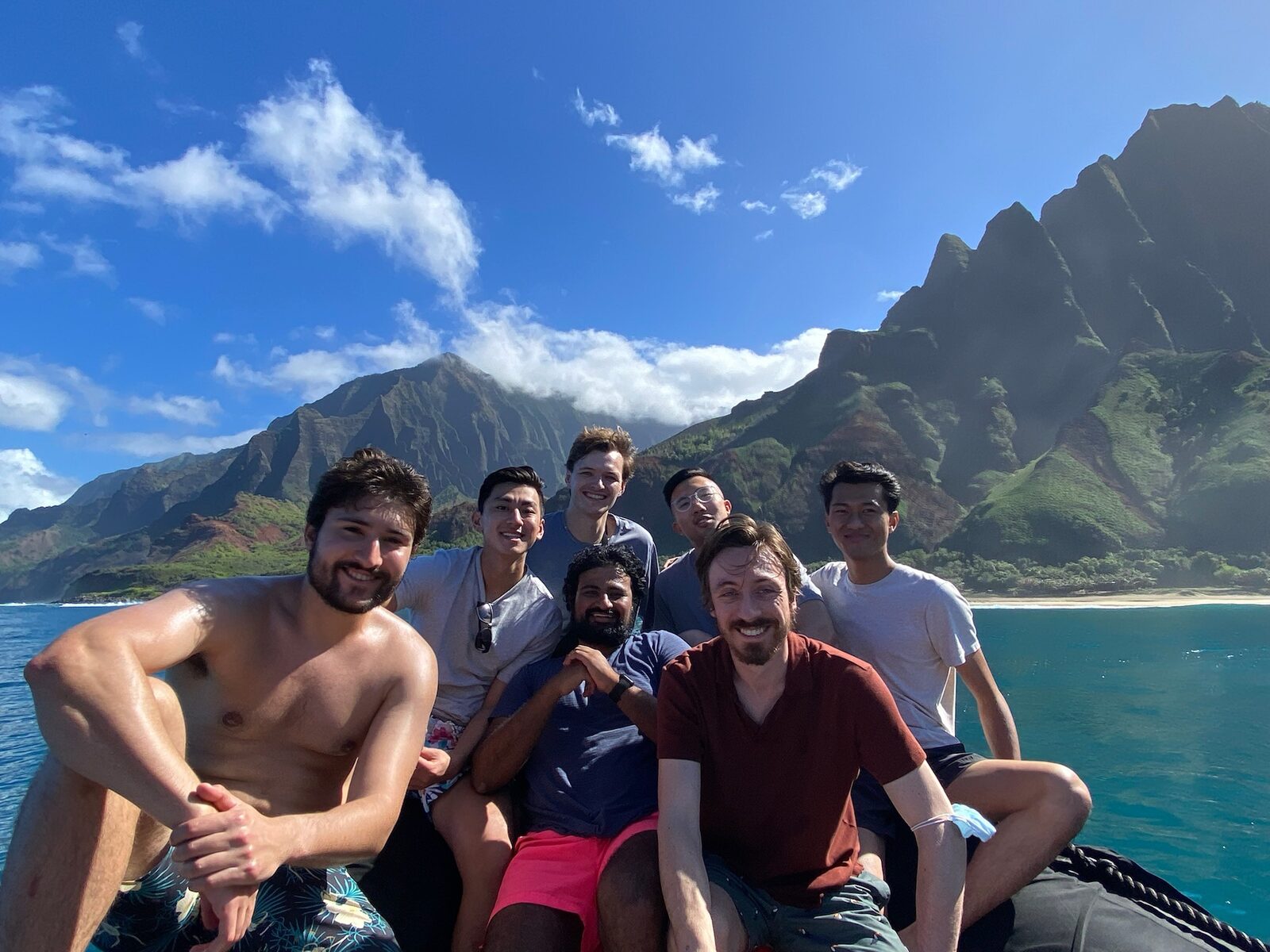 The Muddy team on a boat off the Nā Pali coast